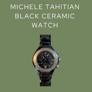 Michele Tahitian Black Ceramic Women's Watch